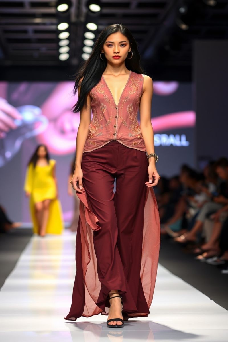 Maria Deleon fashion runway walk in designer clothing