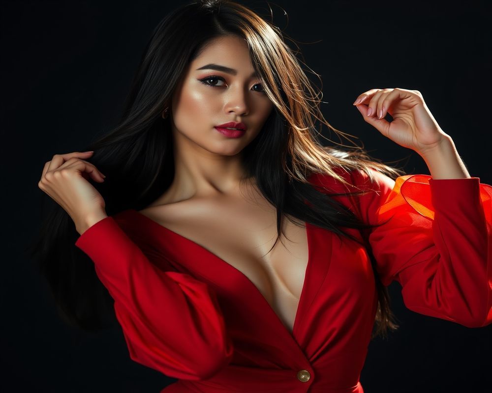 Maria Estrella Santos high fashion editorial with dramatic lighting