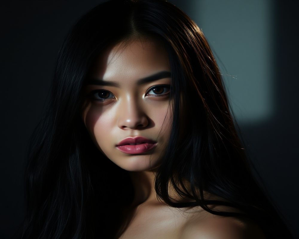 Maria Reyes artistic creative portrait with dramatic shadows