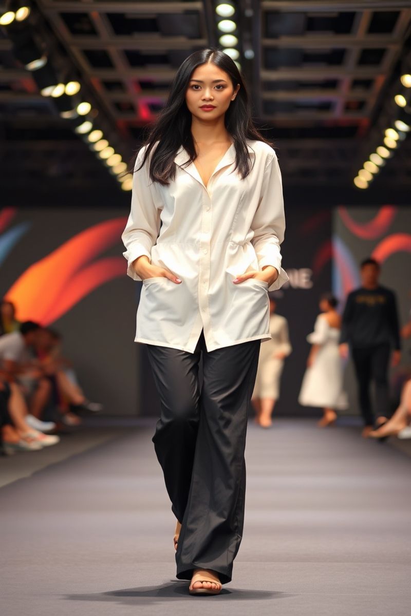 Maria Santiago fashion runway walk in designer clothing