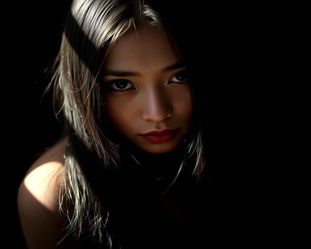 Maria Santiago artistic creative portrait with dramatic composition