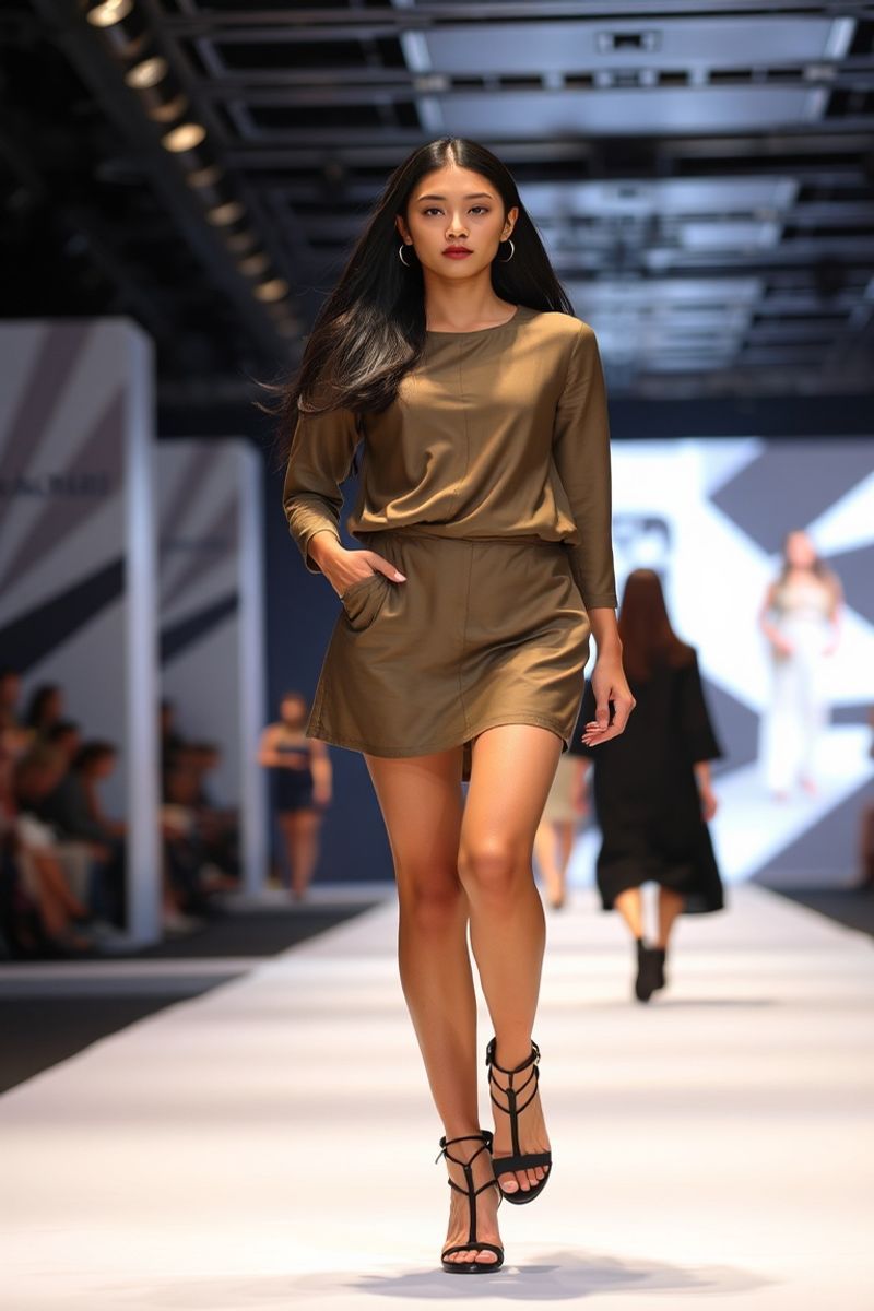 Maria Santos fashion runway walk in designer clothing
