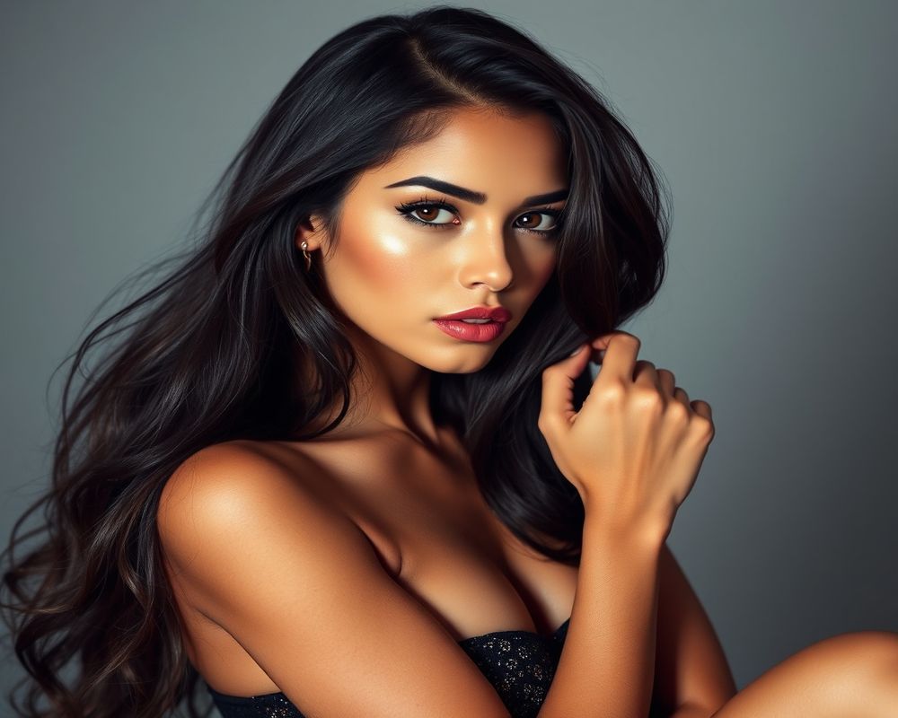 Mariana Oliveira high fashion editorial with dramatic lighting