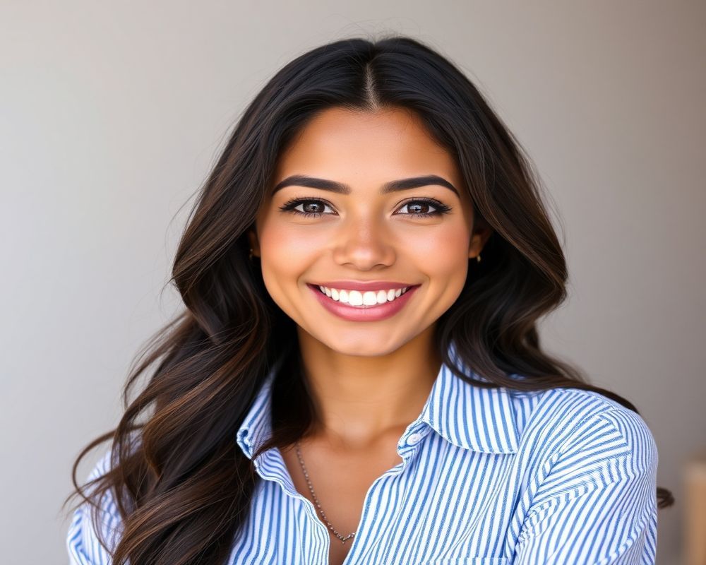 Mariana Oliveira commercial brand campaign with natural smile