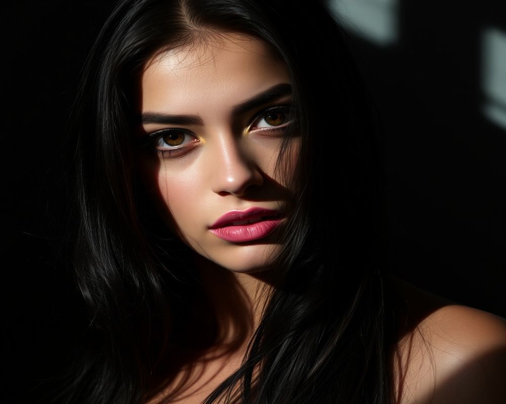 Mariana Oliveira artistic creative portrait with dramatic shadows