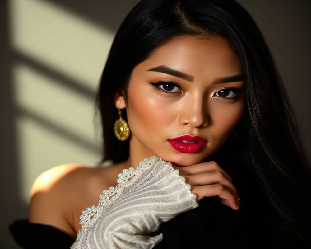 Maricel Aquino high fashion editorial with dramatic lighting