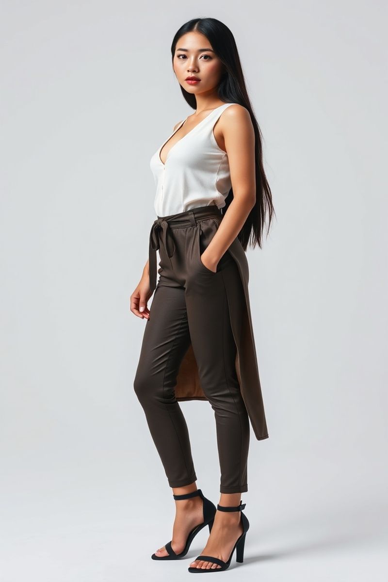 Maricel Lorenzo full body editorial pose in high fashion clothing