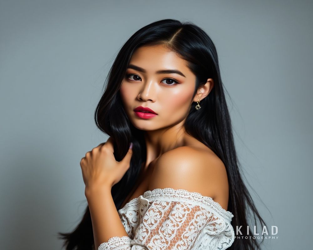 Mariel Santos high fashion editorial with dramatic lighting