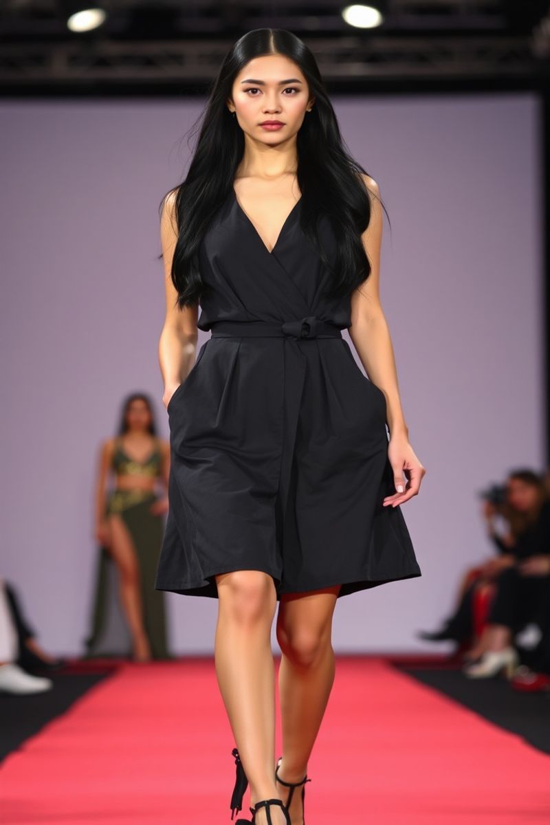 Marina Tan fashion runway walk in designer clothing