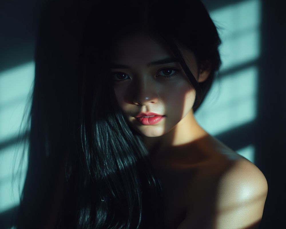 Marina Tan artistic creative portrait with dramatic shadows