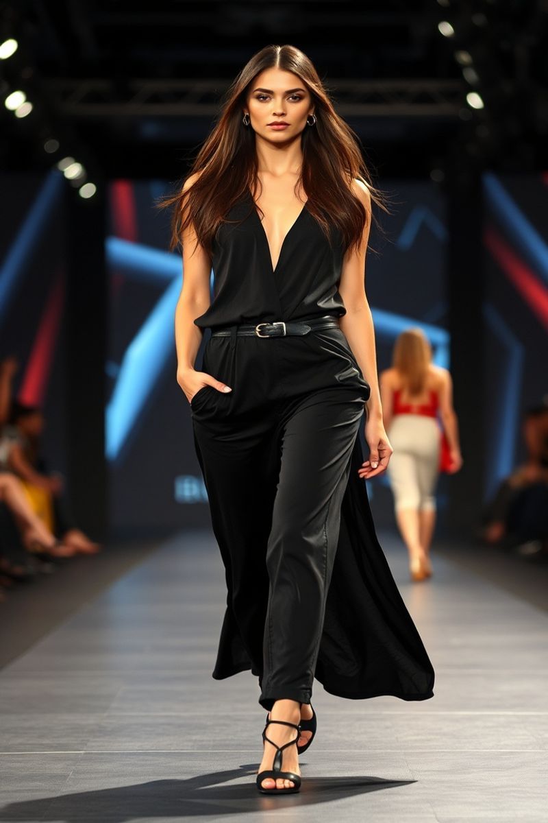 Martina Díaz fashion runway walk in designer clothing