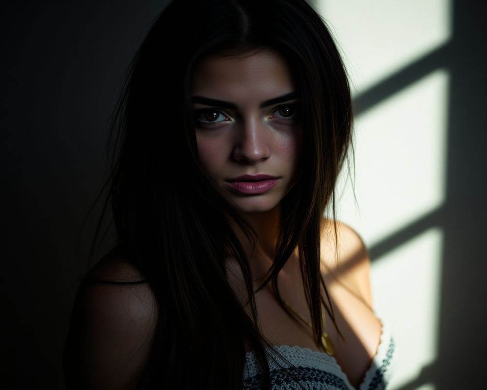 Martina Díaz artistic creative portrait with dramatic shadows