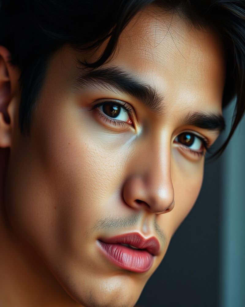 Mateo Delgado beauty close-up portrait with soft lighting