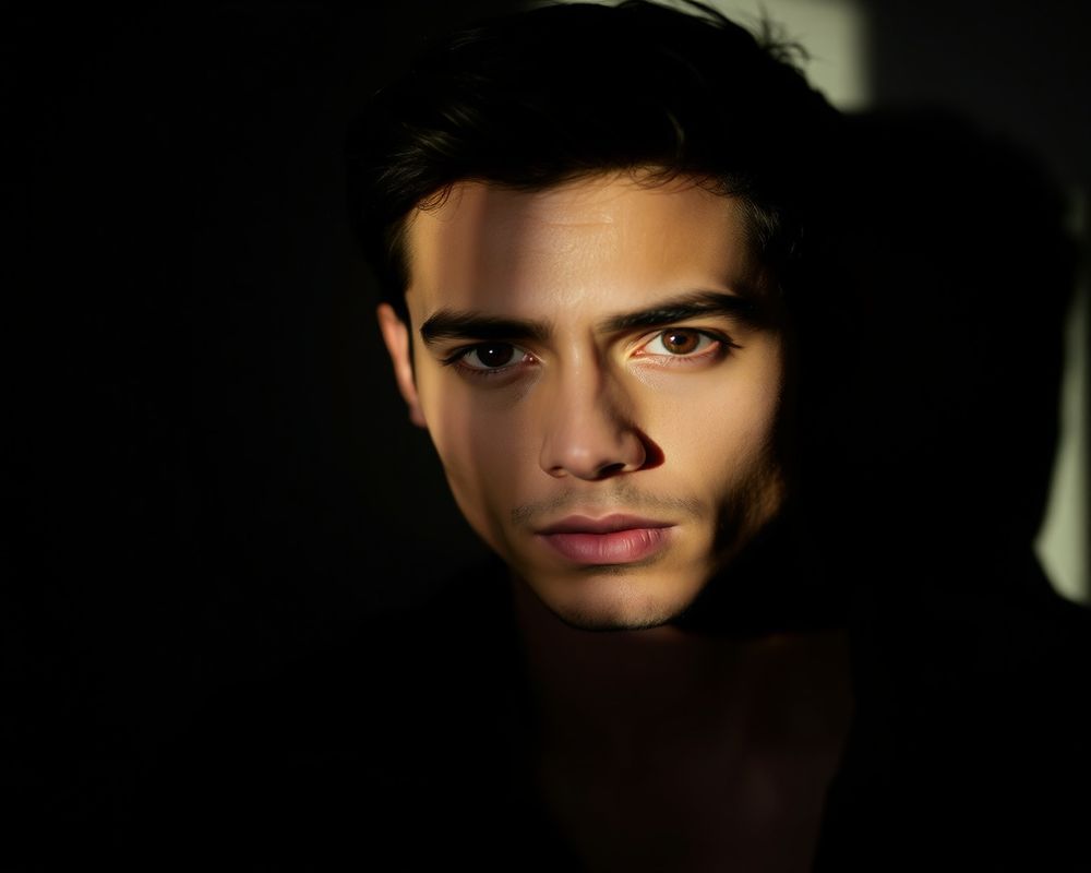 Mateo Delgado artistic creative portrait with dramatic shadows