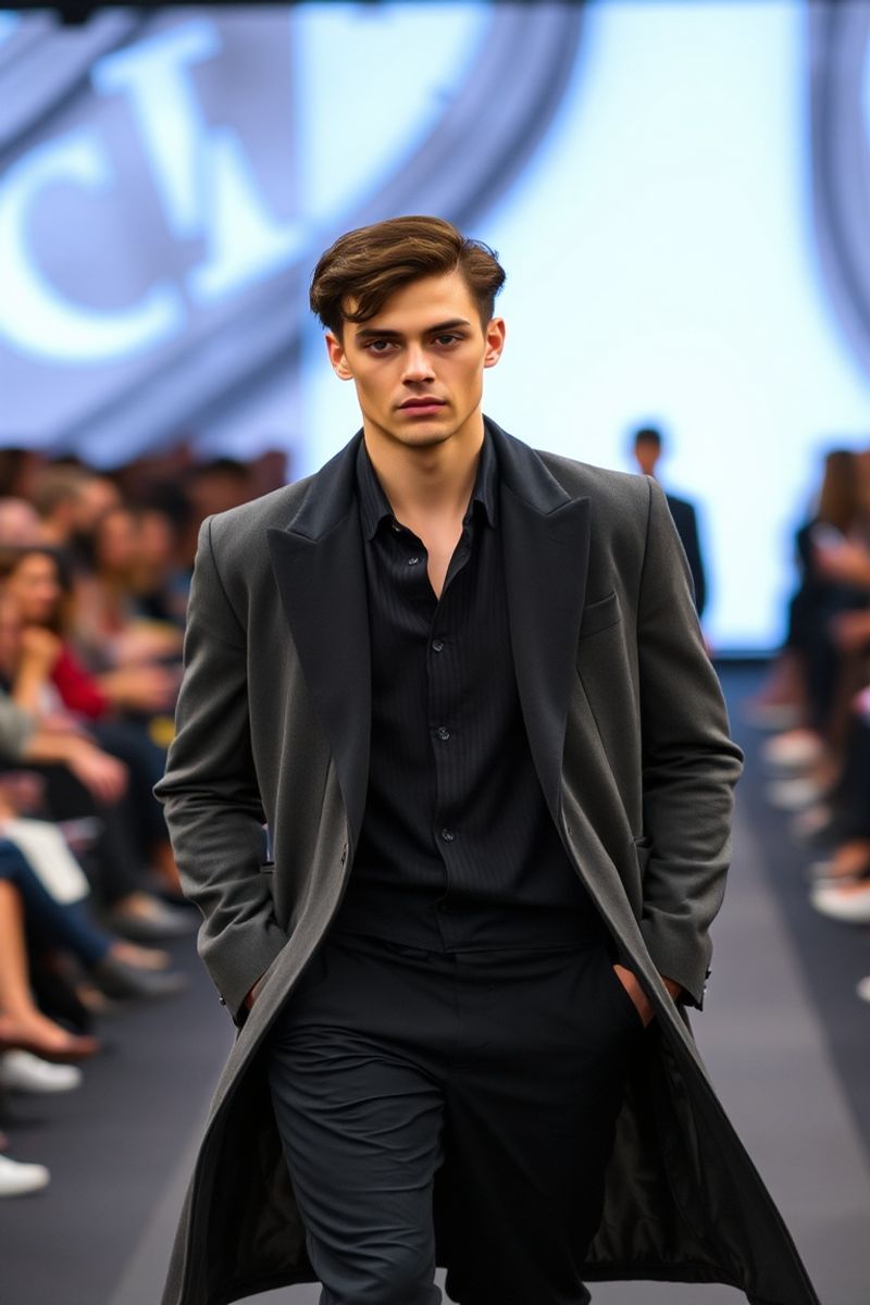 Mateo Fernández fashion runway walk in designer clothing
