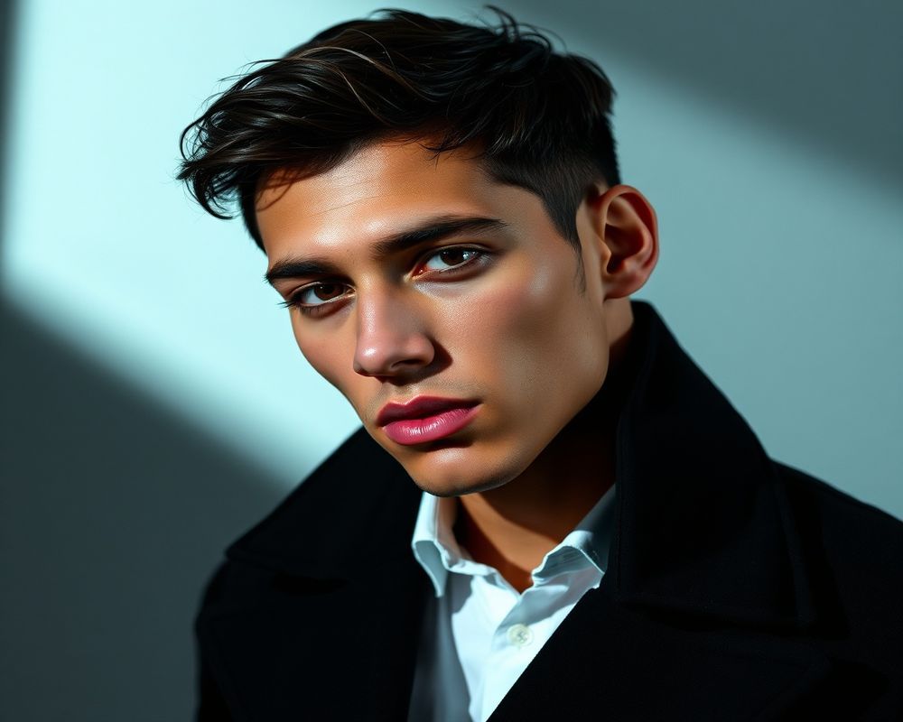 Mateo Reyes high fashion editorial with dramatic lighting