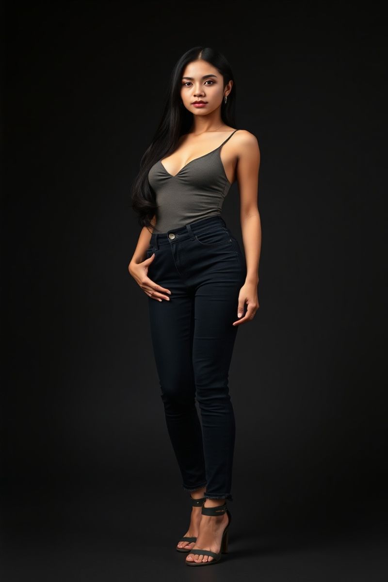 Maya Dela Cruz full body editorial pose in high fashion clothing