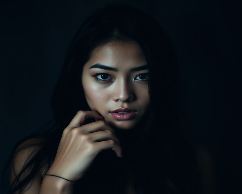 Maya Dela Cruz artistic creative portrait with dramatic shadows and cinematic composition