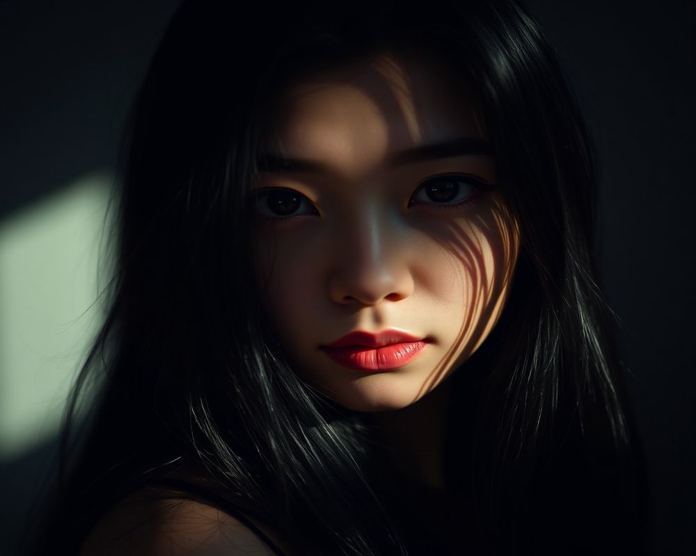 Mei Lin Chen artistic creative portrait with dramatic shadows