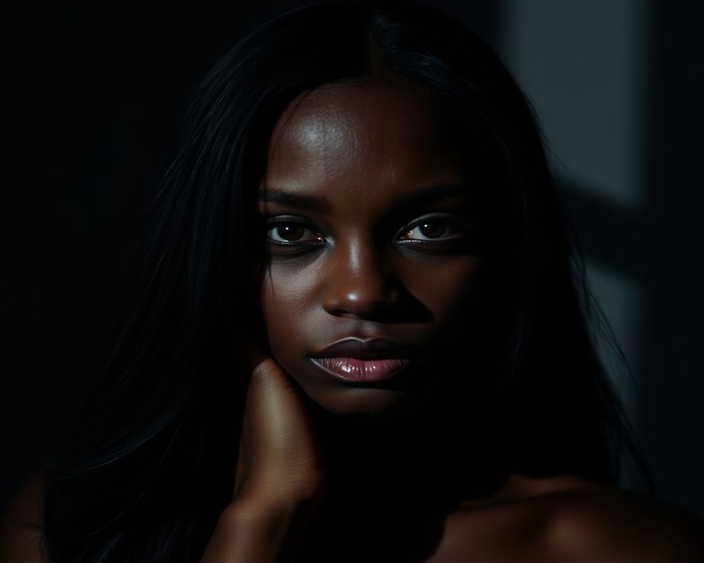 Meron Tadesse artistic creative portrait with dramatic shadows