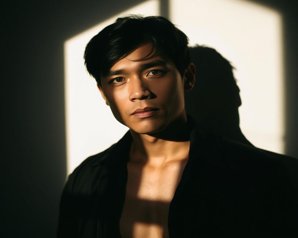 Miguel Santos artistic creative portrait with dramatic shadows