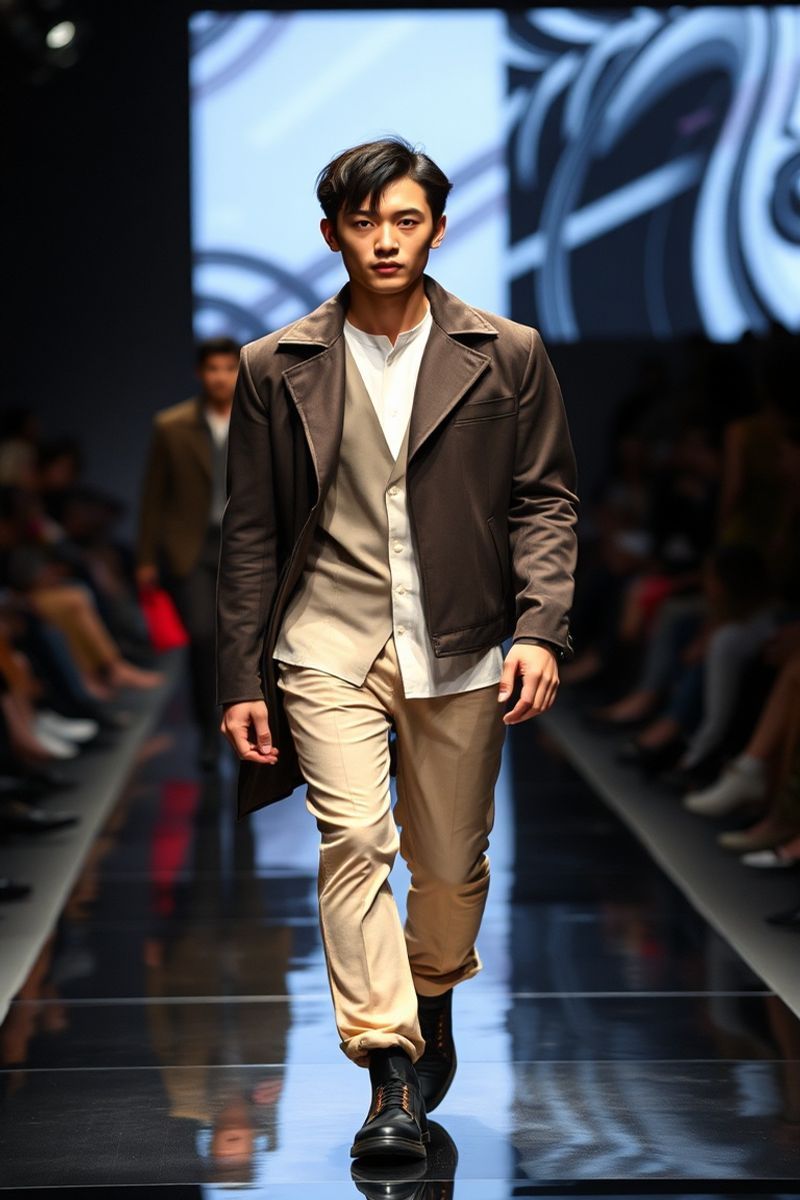 Min-Jae Kim fashion runway walk in designer clothing