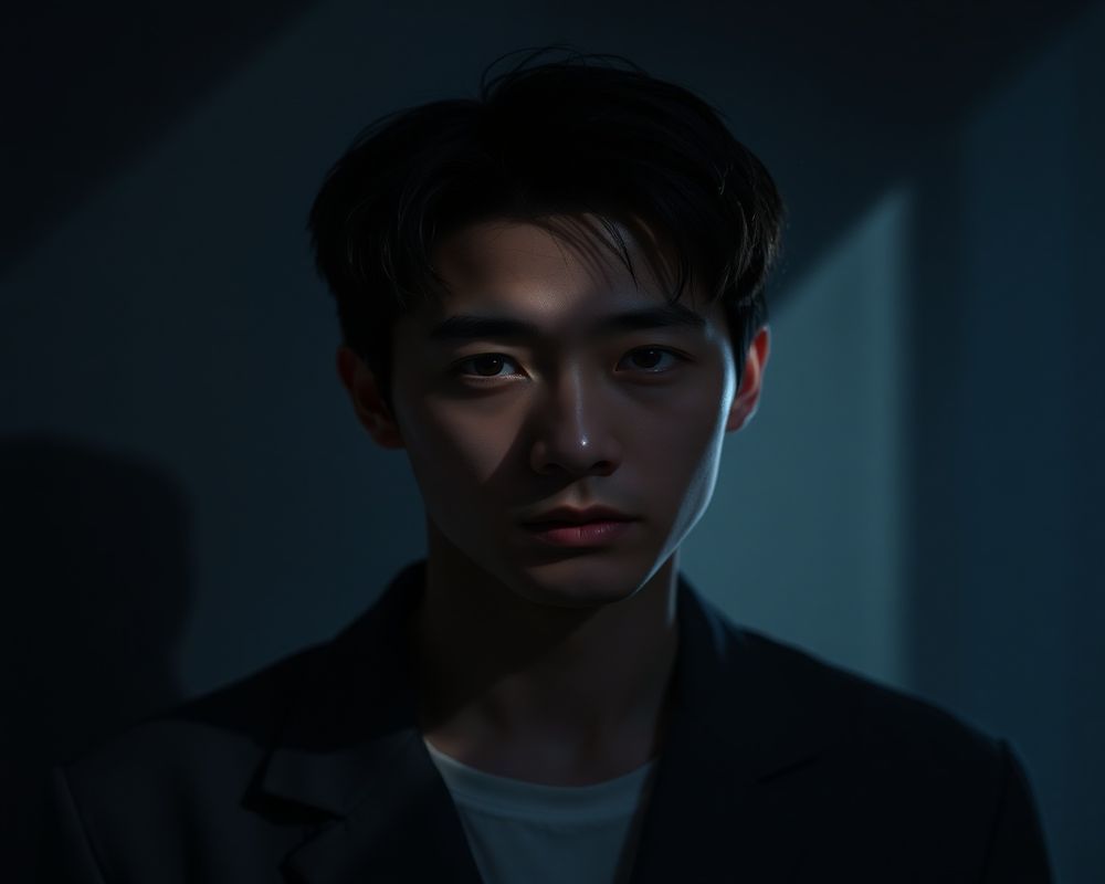 Min-Jae Kim artistic creative portrait with dramatic shadows