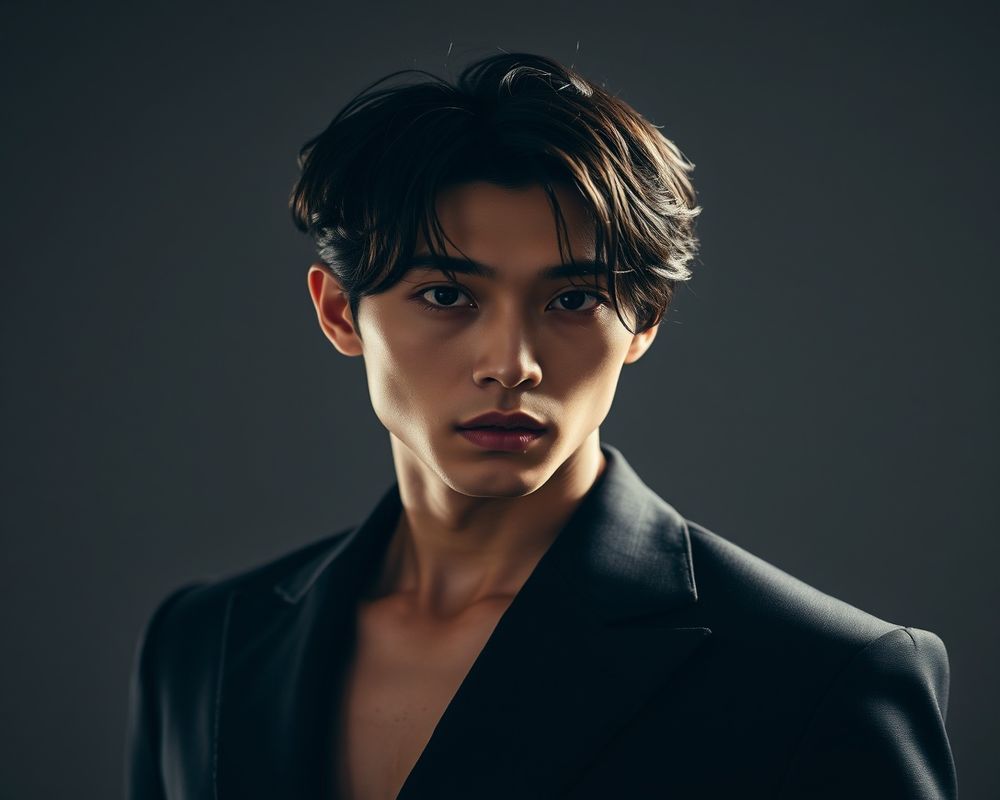 Min-Jae Park high fashion editorial with dramatic lighting