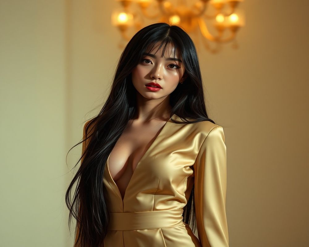 Min-Ji Park high fashion editorial with dramatic lighting