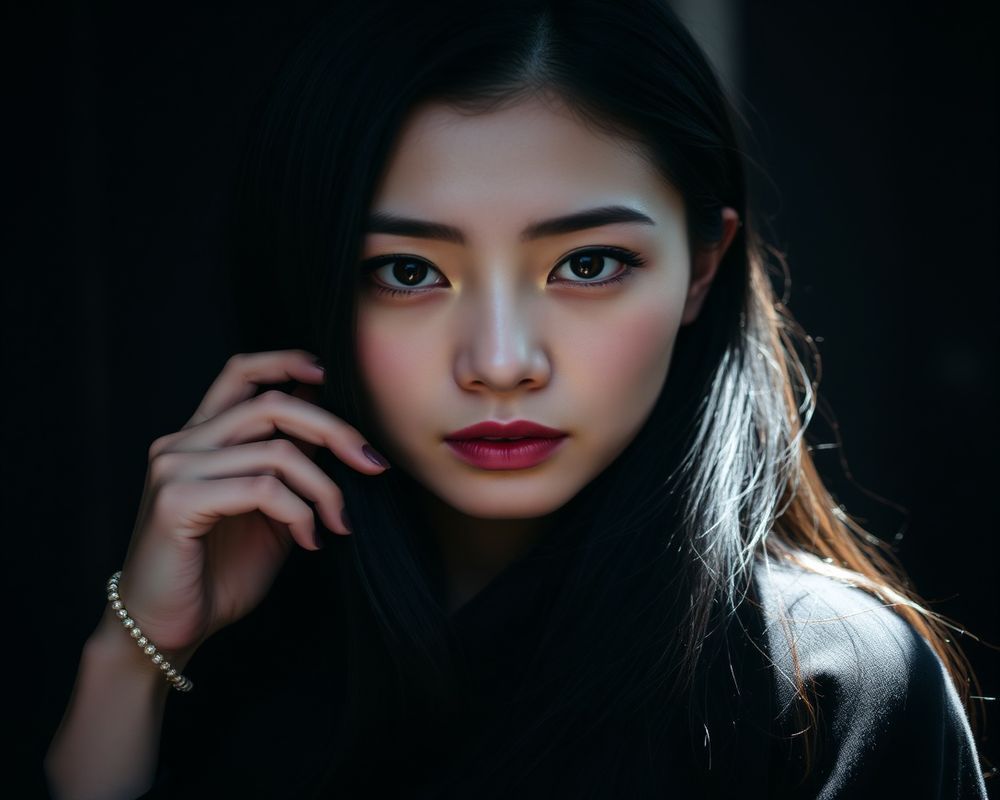 Min-Ji Park artistic creative portrait with dramatic shadows