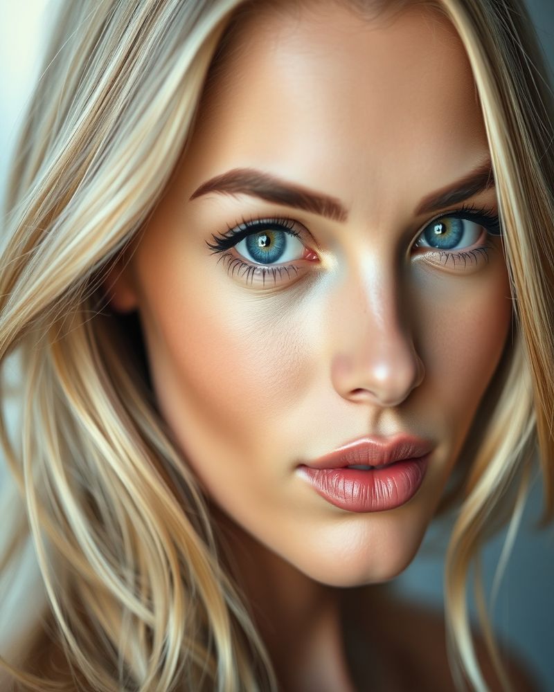 Natalia Novak beauty close-up portrait with soft lighting