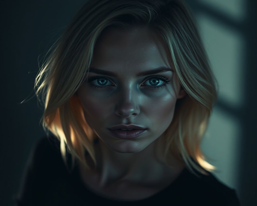 Natalia Novak artistic creative portrait with dramatic shadows