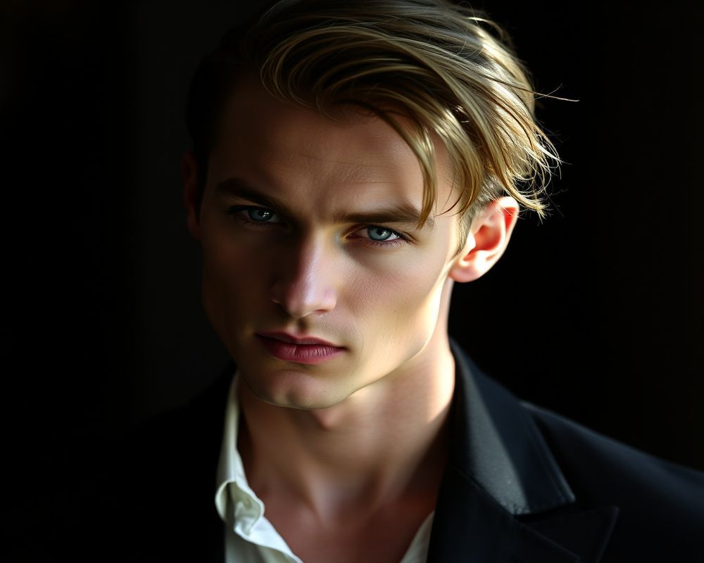 Oliver Blake high fashion editorial with dramatic lighting