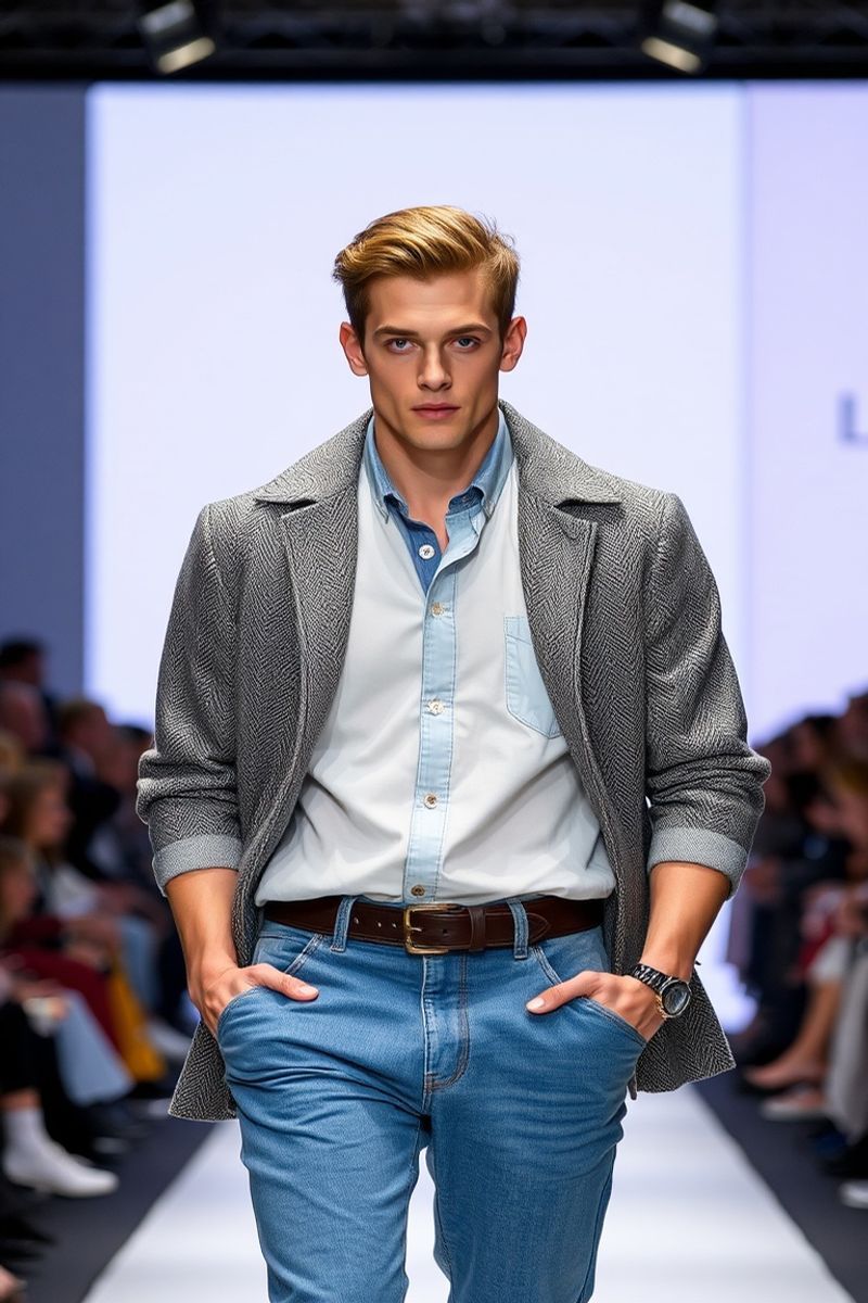 Oliver Blake fashion runway walk in designer clothing