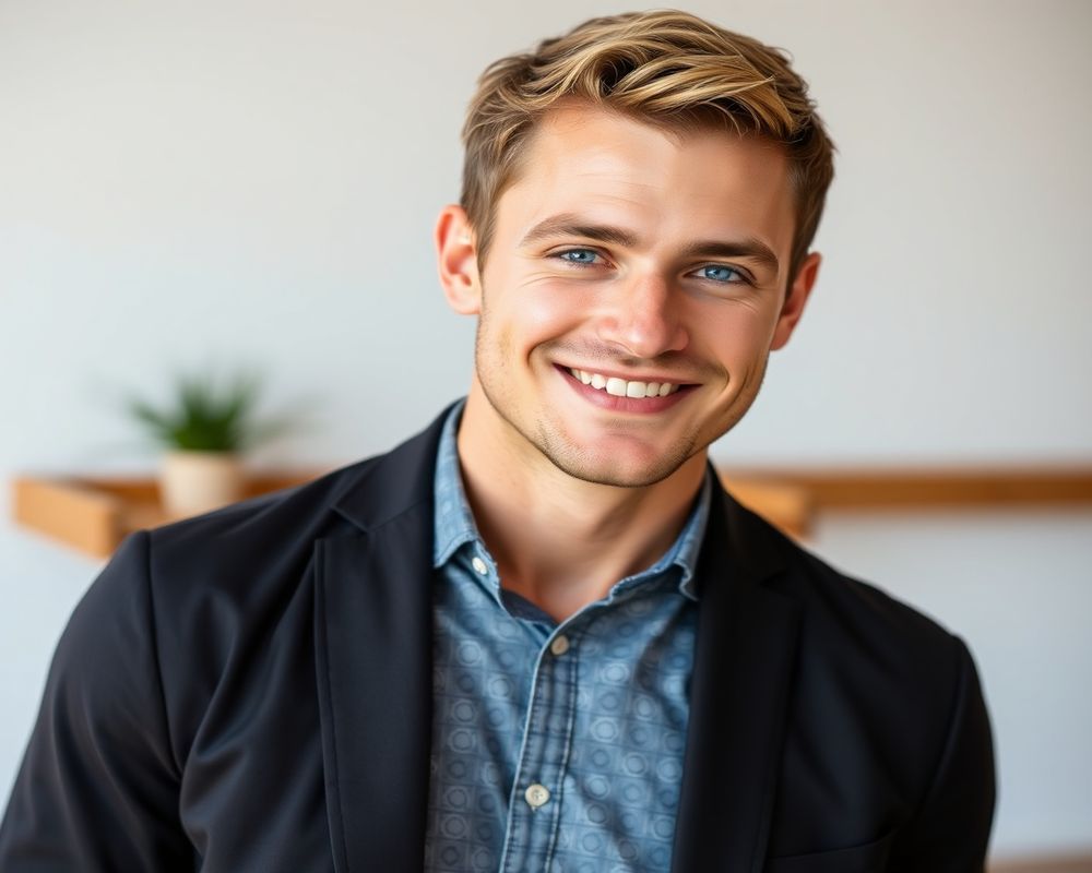 Oliver Blake commercial brand campaign with natural smile