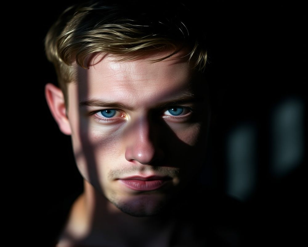 Oliver Blake artistic creative portrait with dramatic shadows