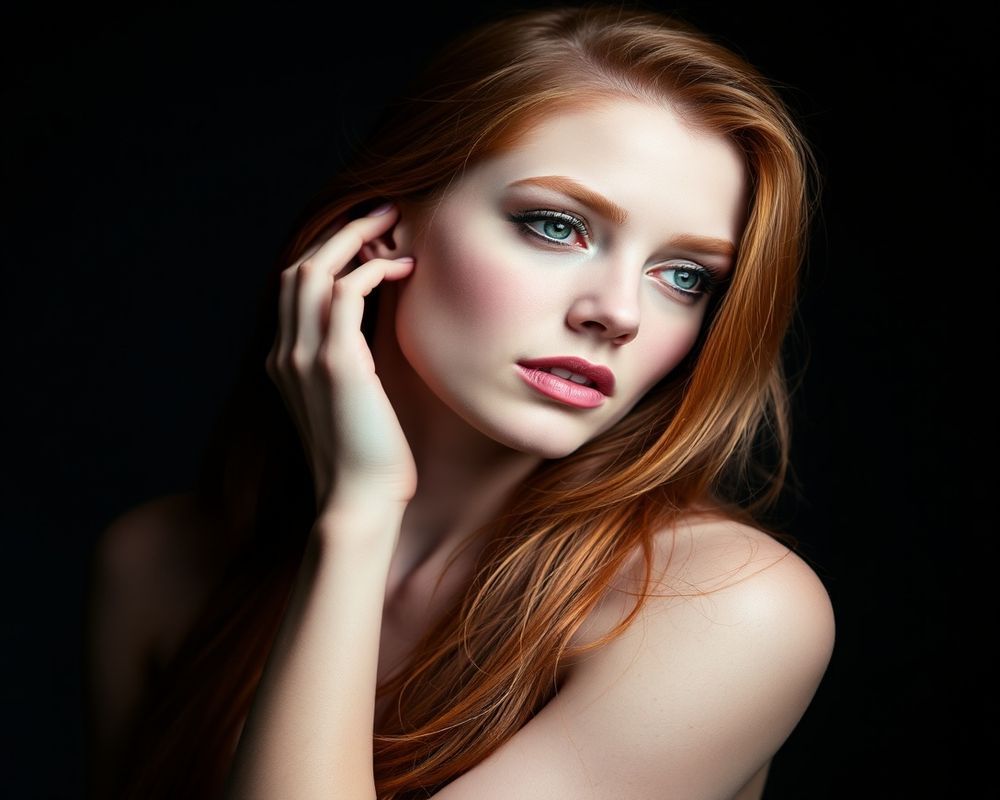 Olivia Bennett high fashion editorial with dramatic lighting