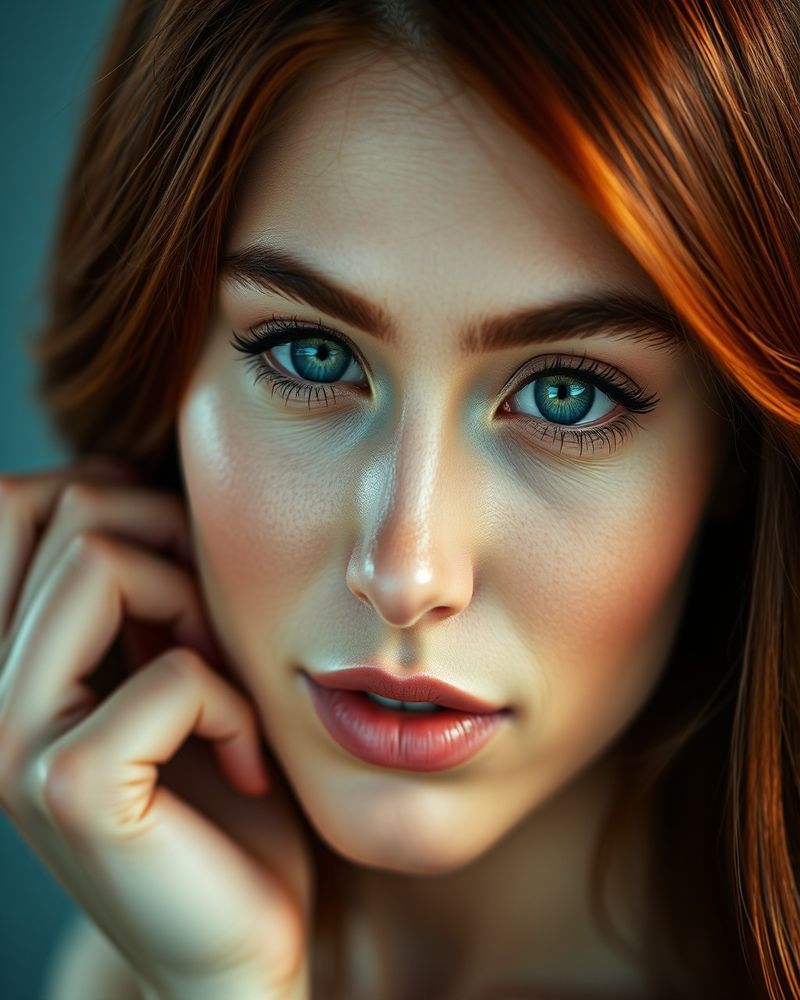 Olivia Bennett beauty close-up portrait with soft lighting