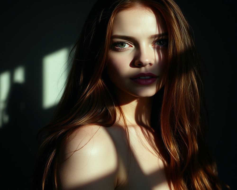 Olivia Bennett artistic creative portrait with dramatic shadows