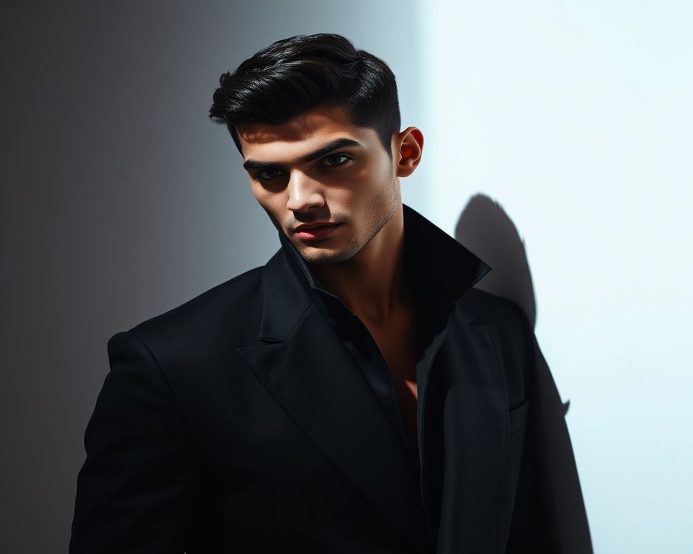 Omar Al-Rashid high fashion editorial with dramatic lighting