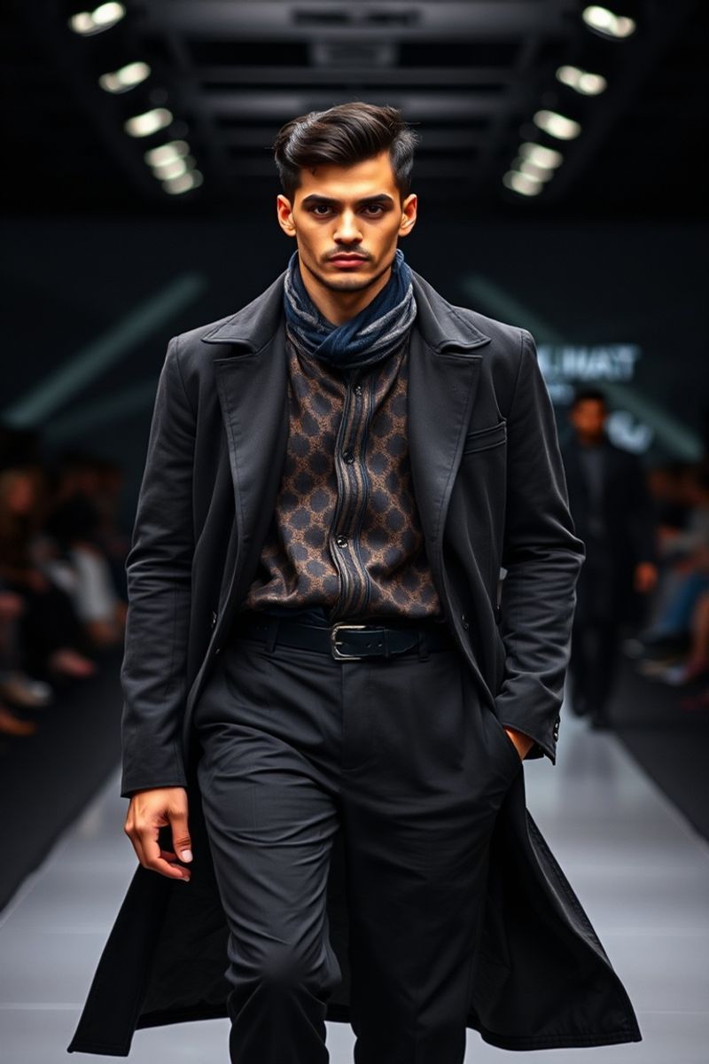 Omar Al-Rashid fashion runway walk in designer clothing