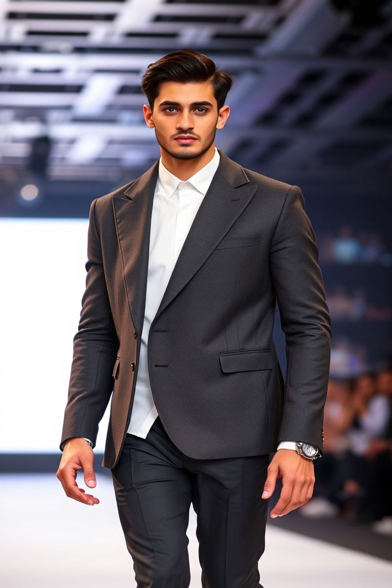 Omar Hassan fashion runway walk in designer clothing