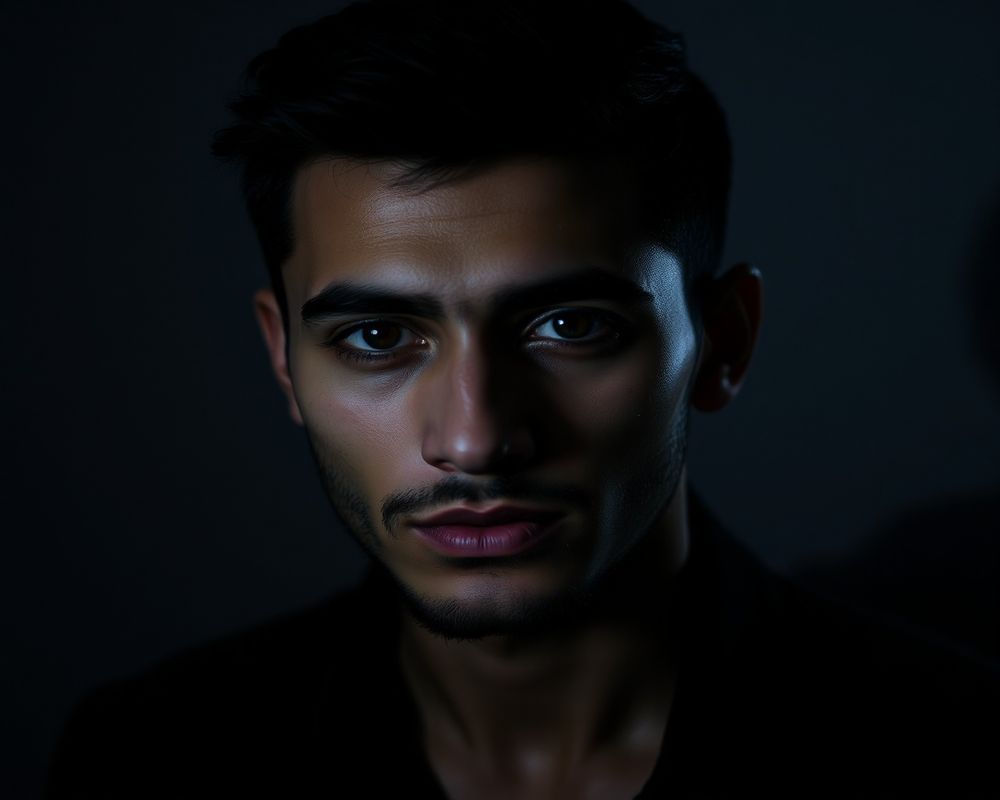 Omar Hassan artistic creative portrait with dramatic shadows