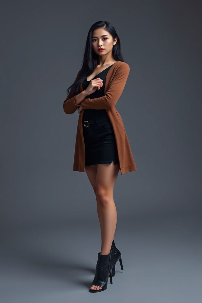 Ploy Chanthana full body editorial pose in high fashion clothing