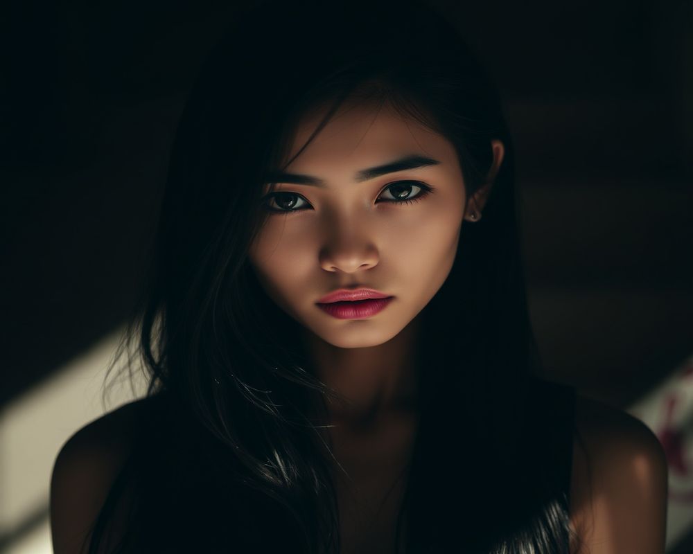 Ploy Chanthana artistic creative portrait with dramatic shadows