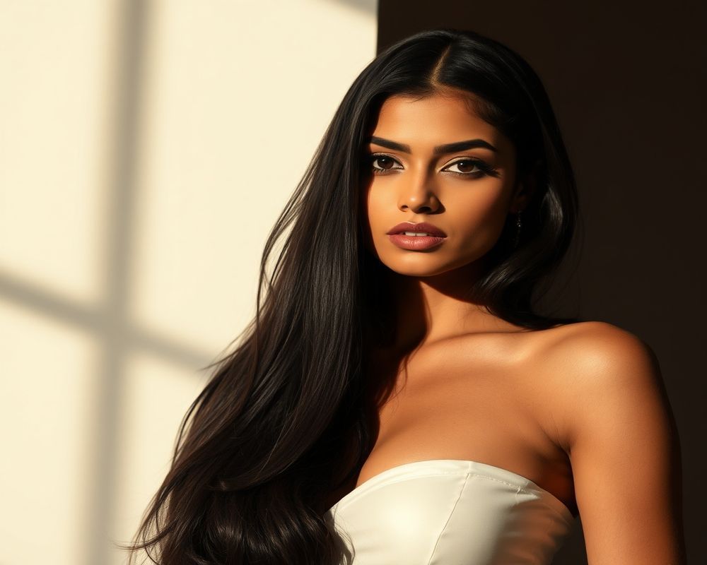 Priya Kapoor high fashion editorial with dramatic lighting