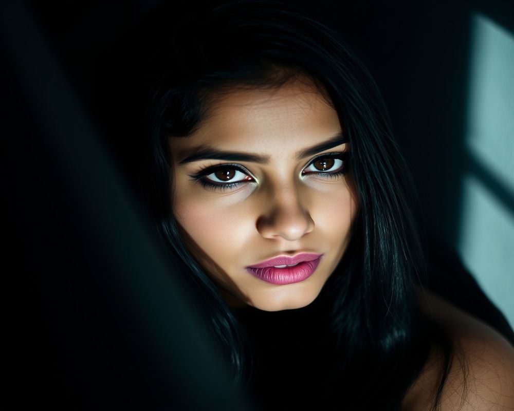 Priya Malhotra artistic creative portrait with dramatic shadows