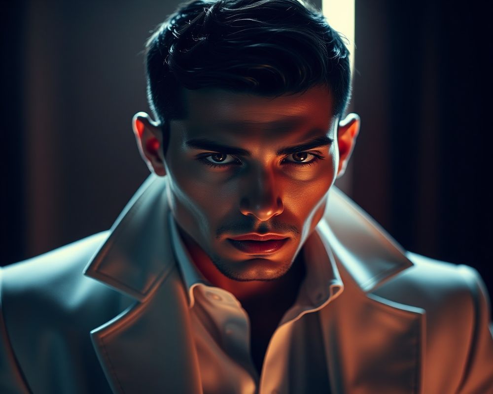 Rafael Costa high fashion editorial with dramatic lighting