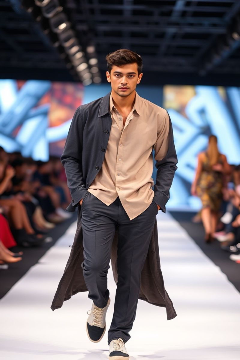Rafael Costa fashion runway walk in designer menswear