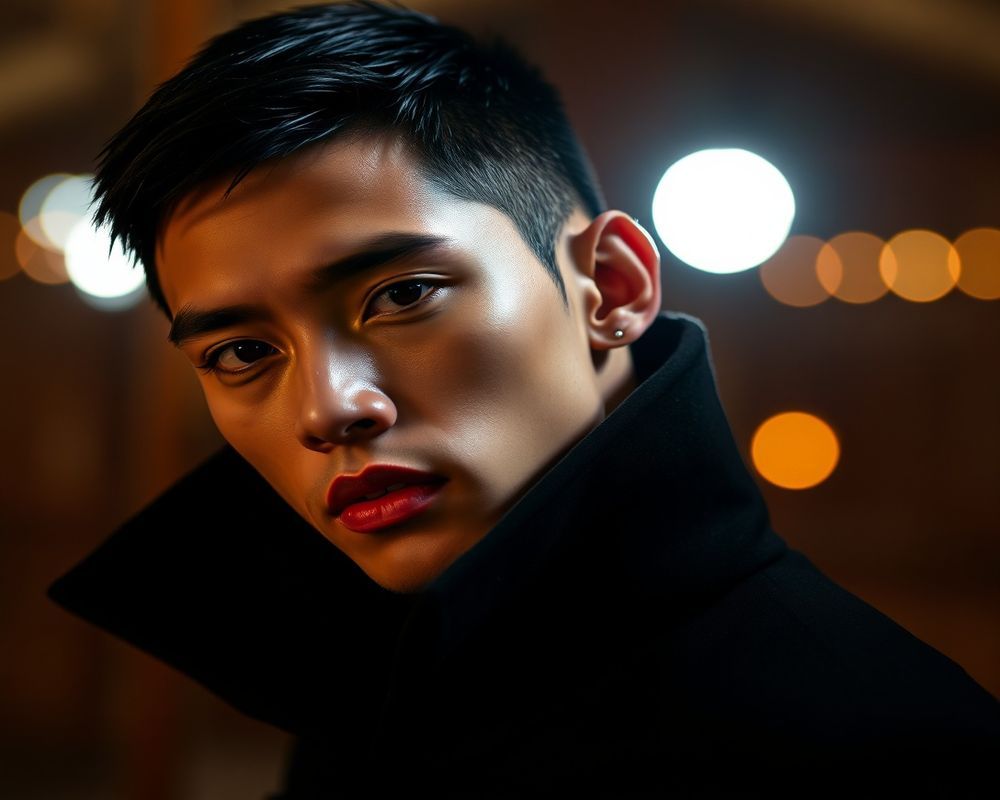 Rafael Santos high fashion editorial with dramatic lighting